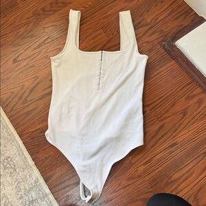 Abercrombie and Fitch NWOT White Front Clasp Ribbed Body Suit
